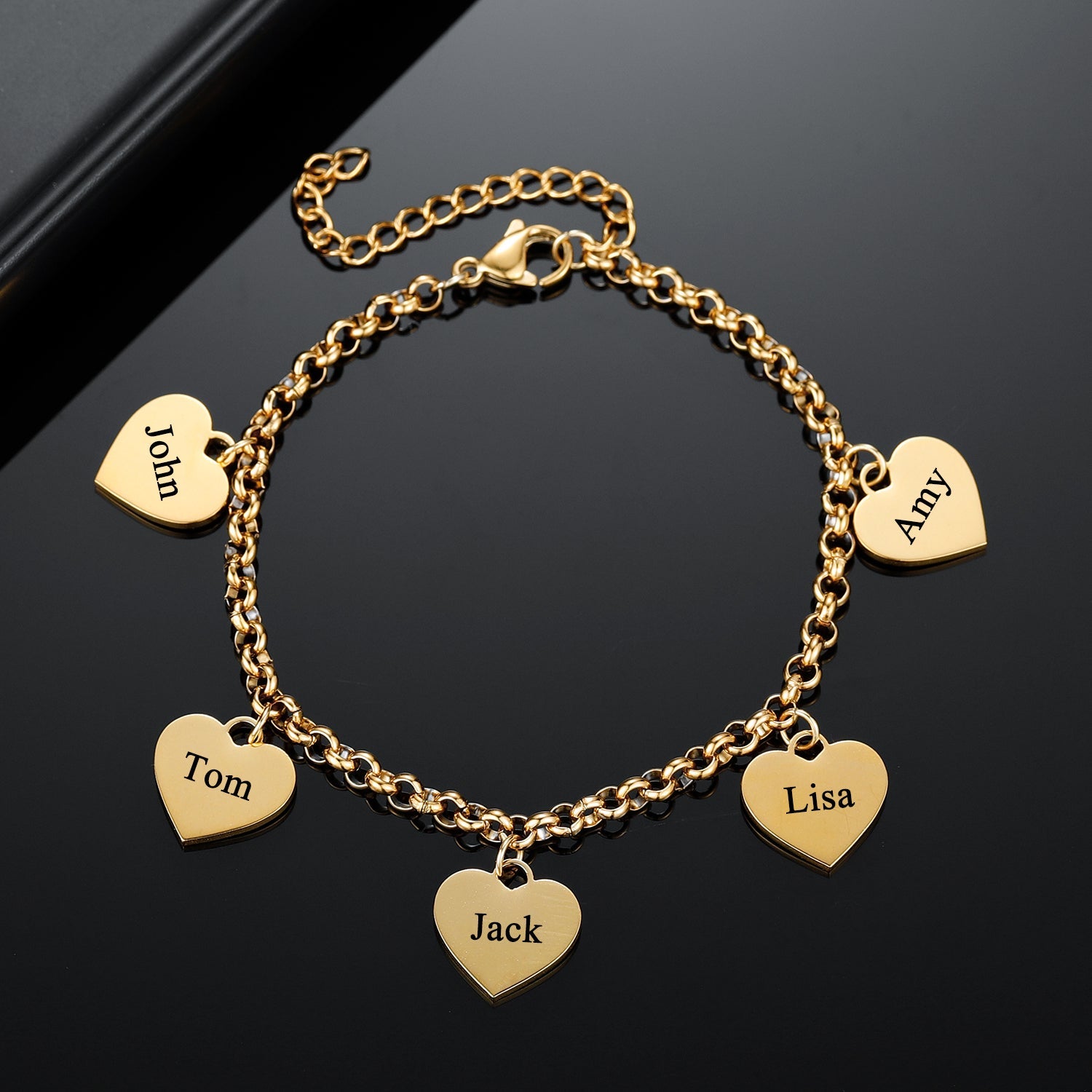 Mom Bracelets | Engraved Hearts Name Bracelet