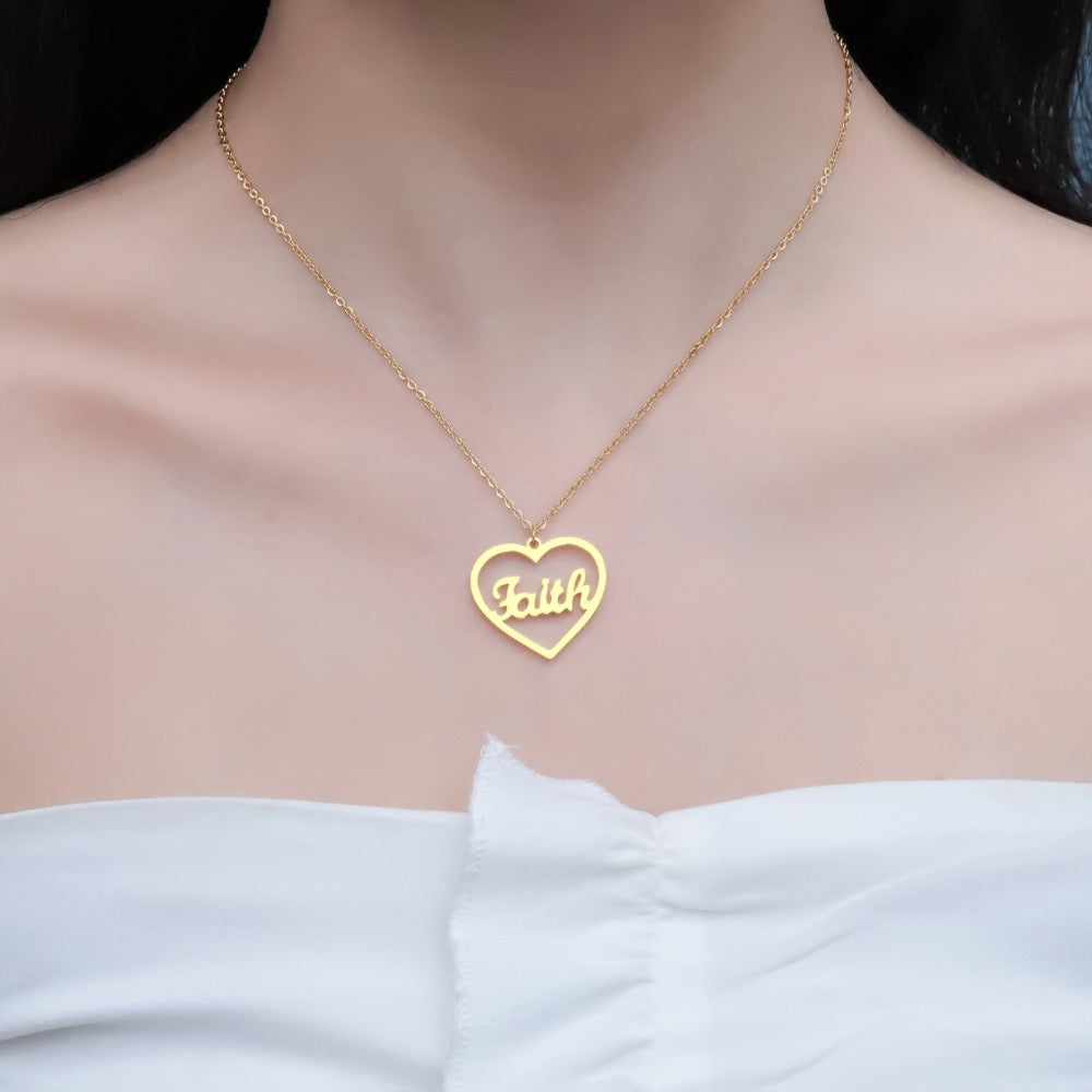 Heart Customized Necklace Stainless Steel F01 - Julri Box