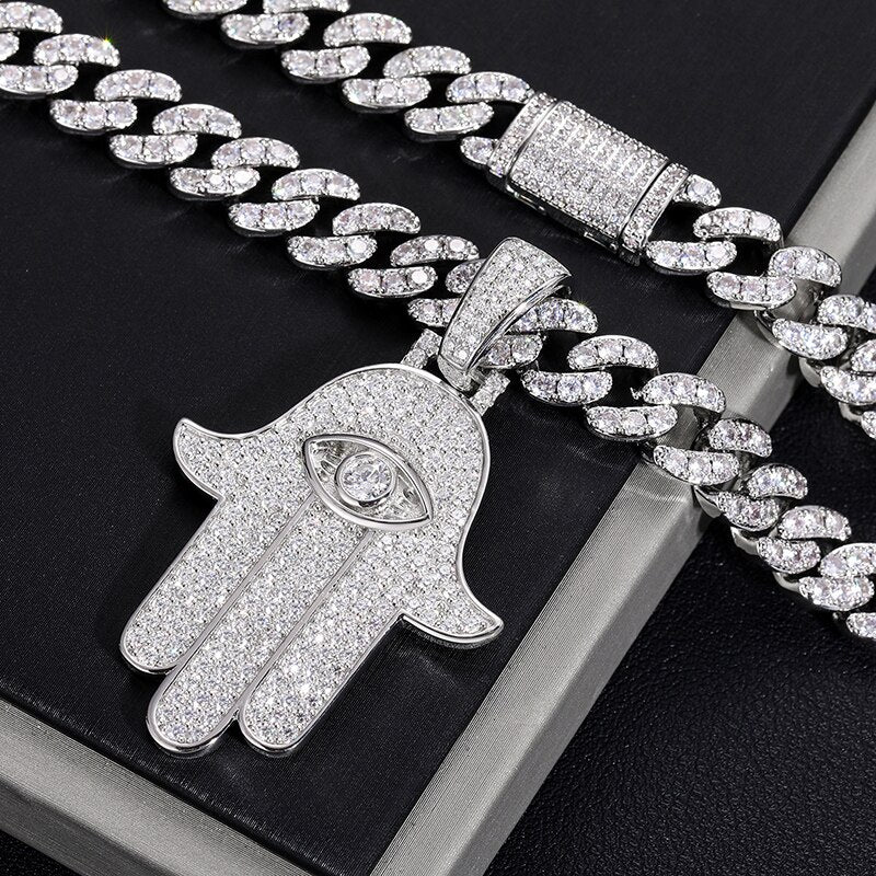 925 Sterling Silver Hamsa Hand Necklace | Hamsa Hand Necklace