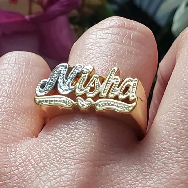 Customized Name Rings | Nameplate Ring | Hip Hop Rings | 18k Gold Plated Ring