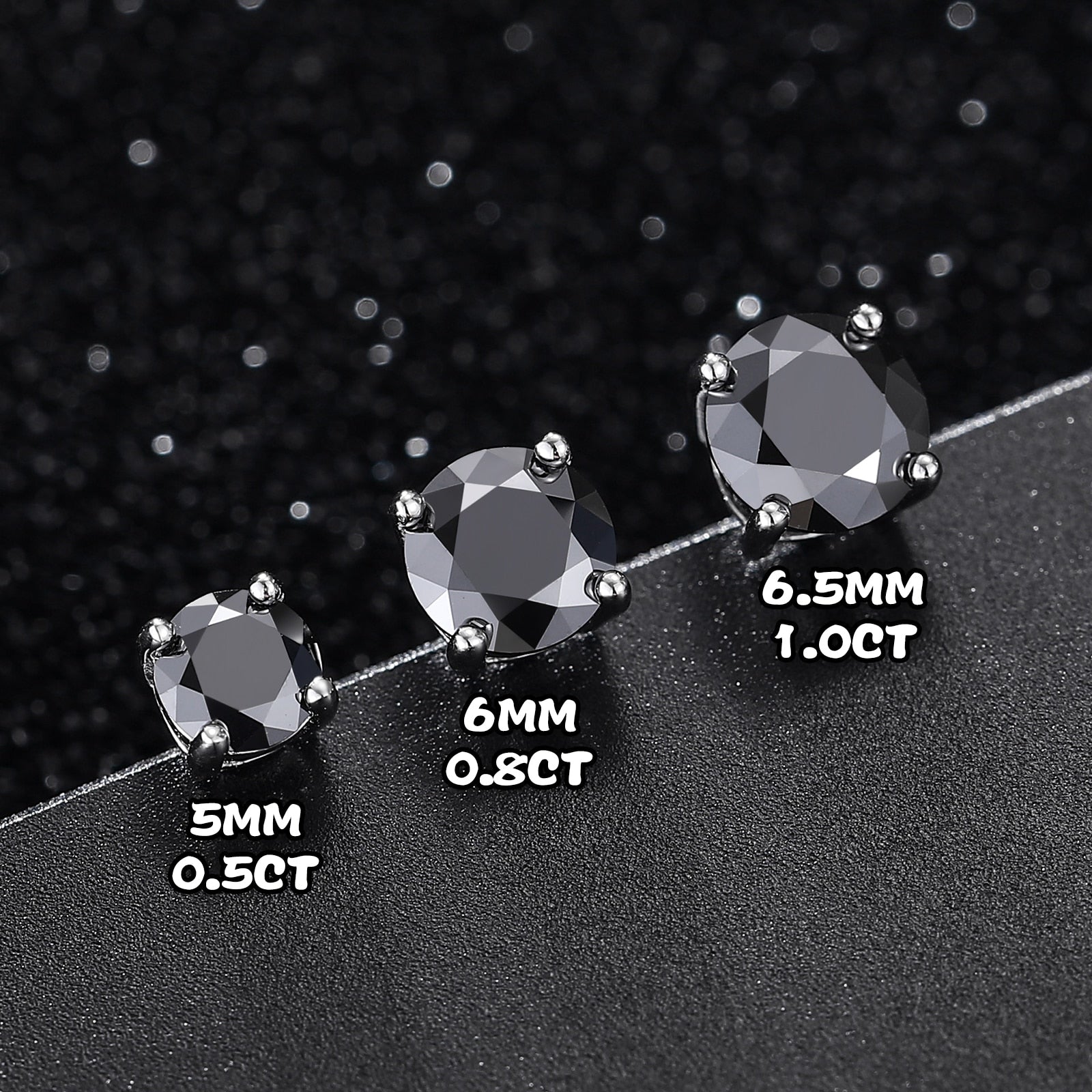 Black Diamond Earrings | Black Diamond Stud Earrings Mens | Black Diamond Stud Earrings Sterling Silver
