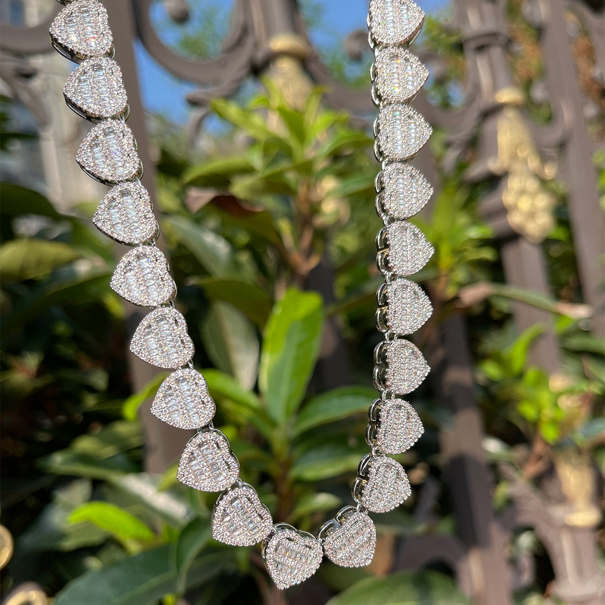 Baguette Diamond Chain | Heart Link Chain