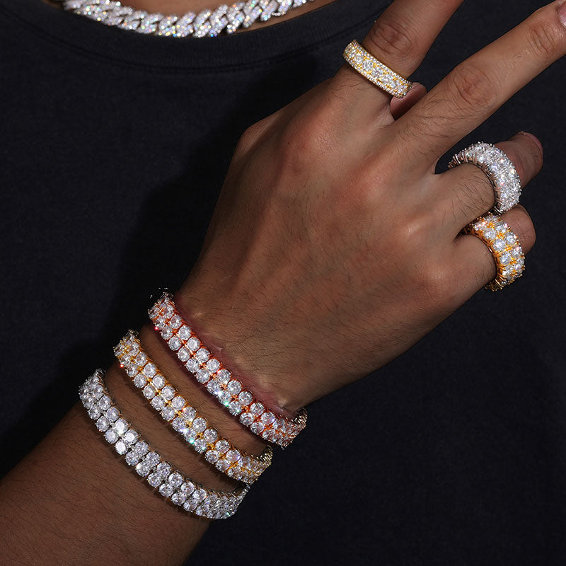 Moissanite Hip Hop Jewelry | Moissanite Bracelet and Ring Set