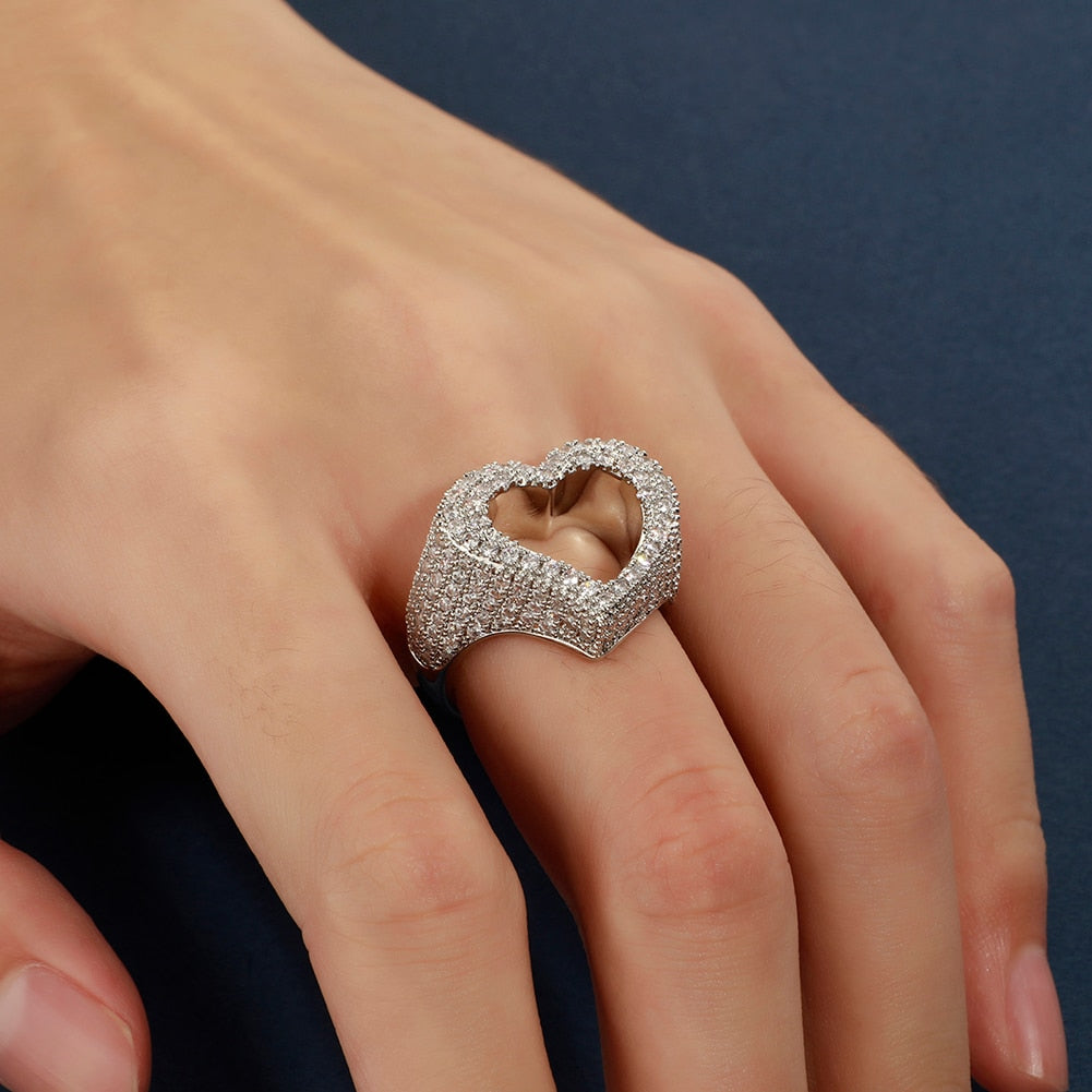 Large Heart CZ Ring | Large Heart Diamond Ring | Heart Ring
