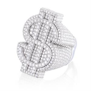 Dollar Sign Sterling Silver Ring | Real Iced Out Ring