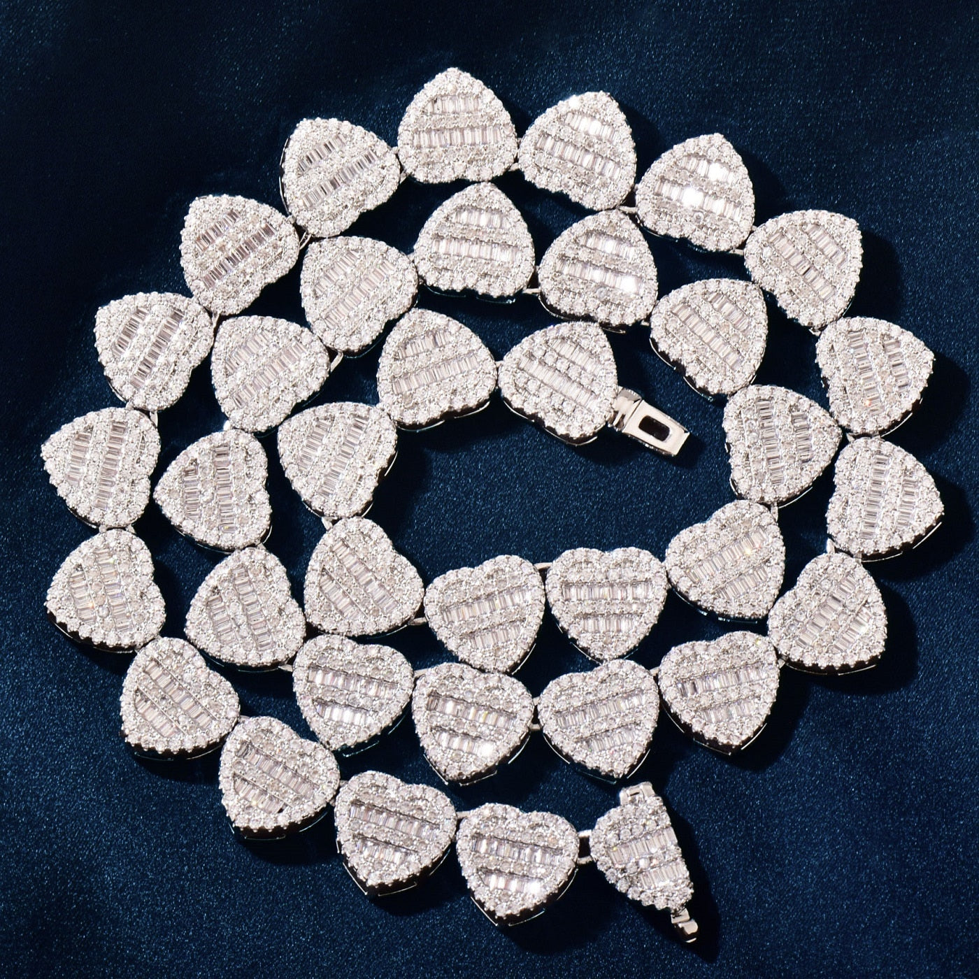 12mm | Heart Link Chain | Heart Jewelry | Heart Tennis Necklace