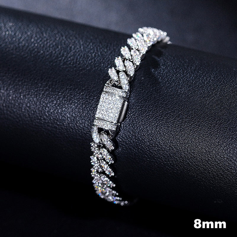 Bubble Letter Baguette Cuban Link Bracelet for Men Iced Out Prong Setting  Micro Pave Hip Hop Fashinon Jewelry Gift