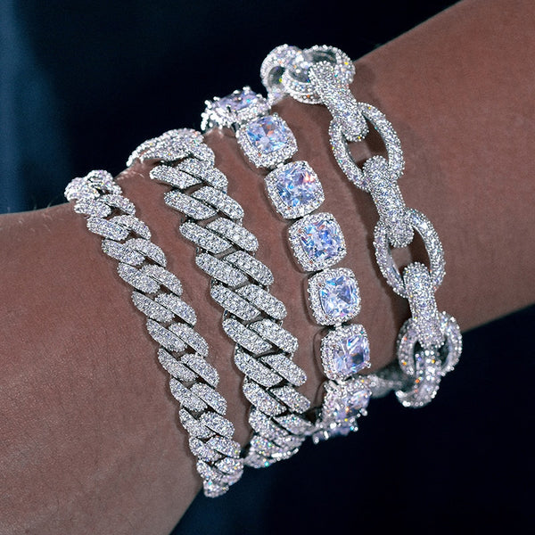 VVS Diamond Cuban Link Bracelet Iced Out Bracelet Mens Real