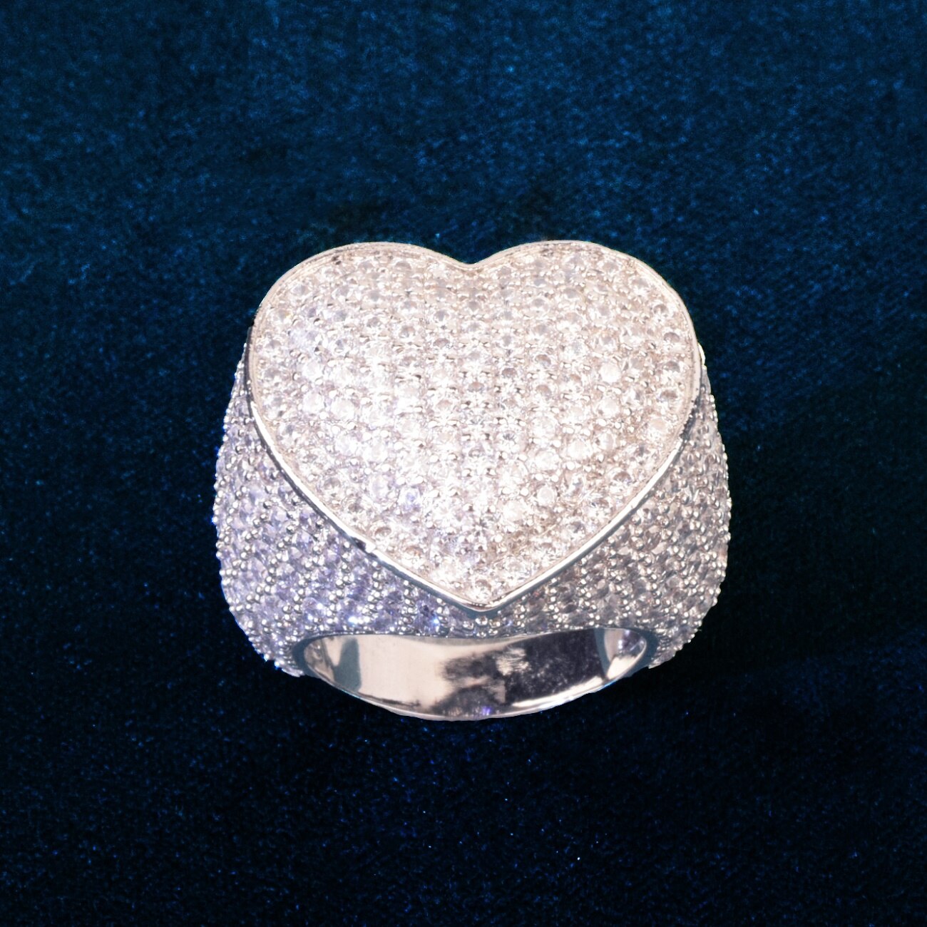 Large Heart CZ Ring | Large Heart Diamond Ring | Silver Heart Ring