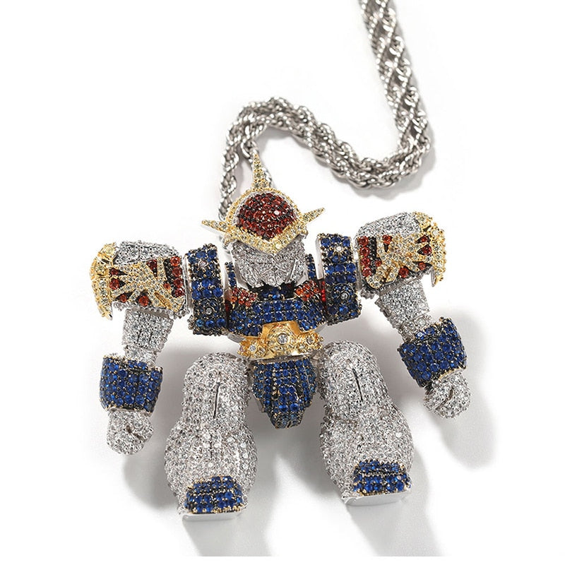 Iced Out Cartoon Pendants | Transformers Necklace | Hip Hop Jewelry Pendants