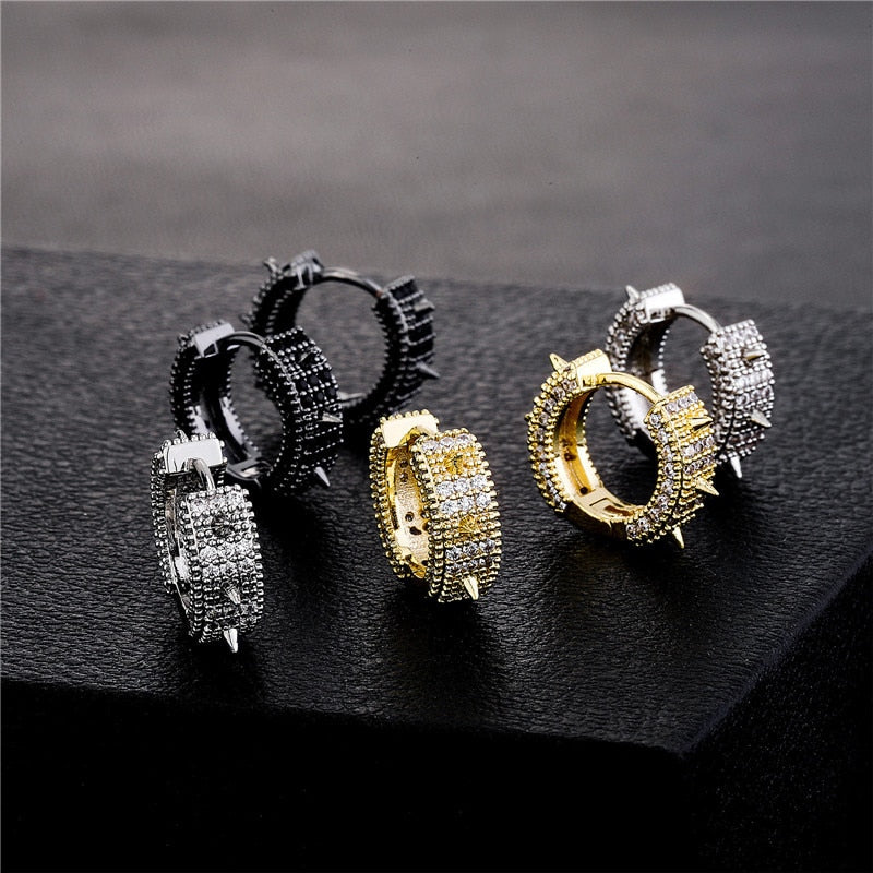 Mens Diamond Huggie Hoop Earrings | Black Diamond Huggie Earrings