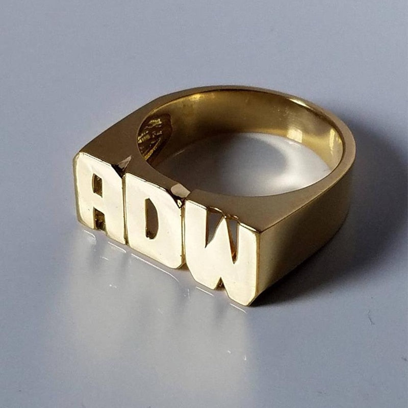 Customized Name Rings | Nameplate Ring | Hip Hop Rings | 18k Gold Plated Ring