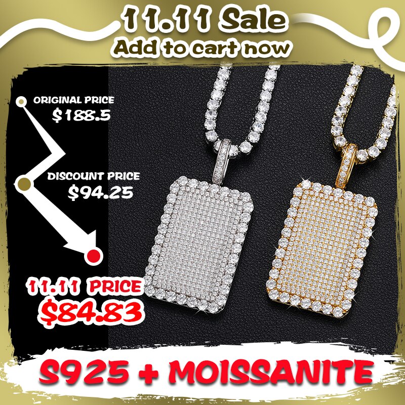 Moissanite Necklaces | Streamline Necklace | Moissanite Necklace | Diamonds Pendant Necklace | Real 925 Sterling Silver Necklace | Moissanite Tag Chain Necklace