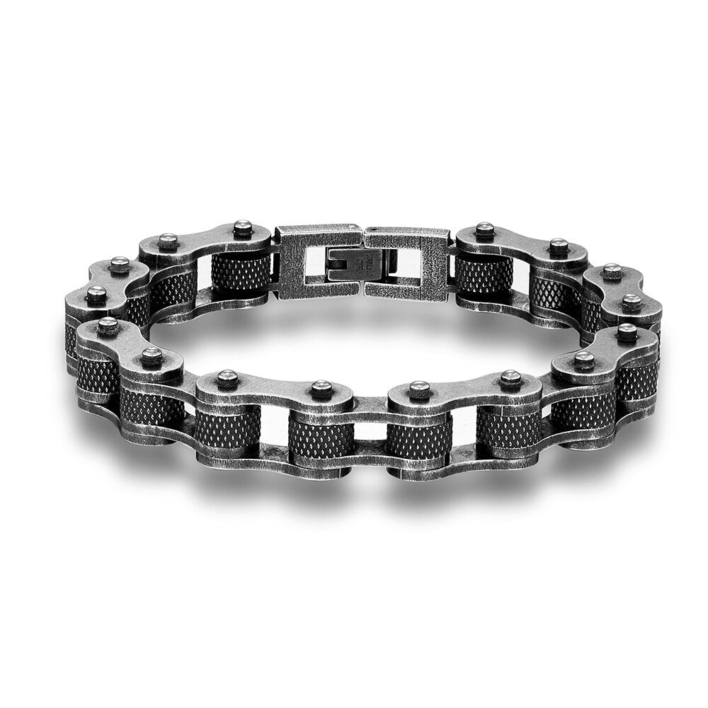 Stainless Steel Bracelets | Stainless Steel Thin Blue Line Bracelet | Vintage Heavy Duty Bracelet | Motorcycle Chain Bracelet | Men's Punk Bracelet | Personality Bracelet | Trendy Bracelet