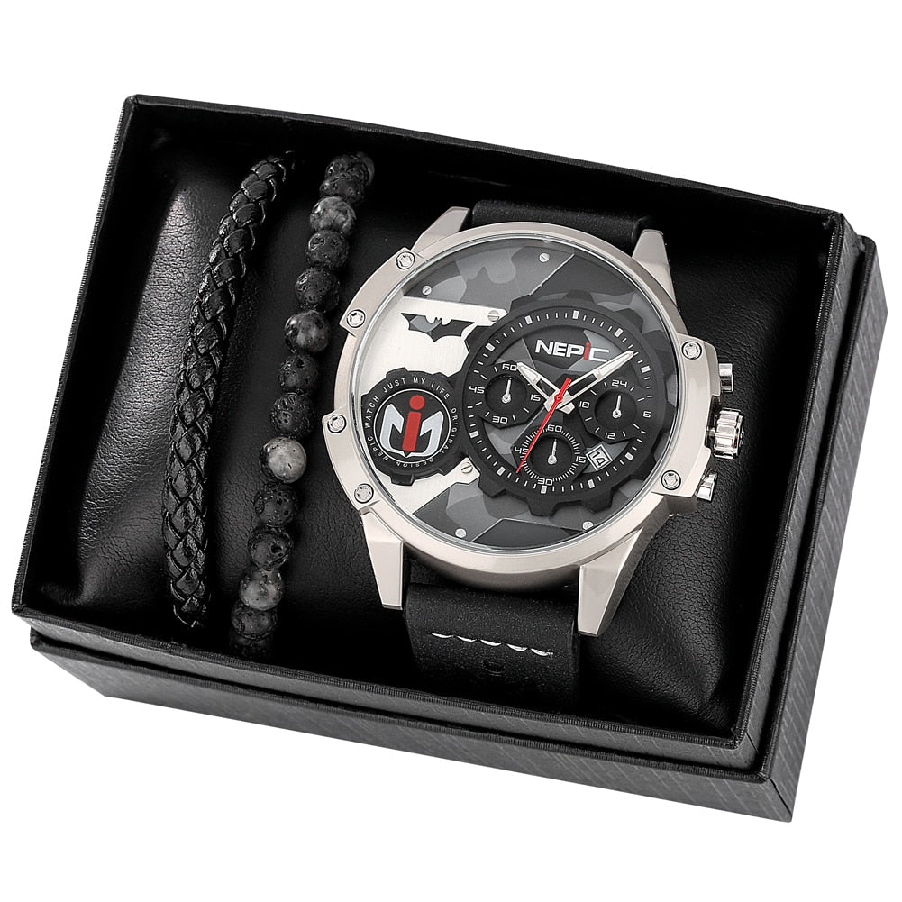 Steampunk Watch | Mens Watch Gift Set | Watch Bracelet Set