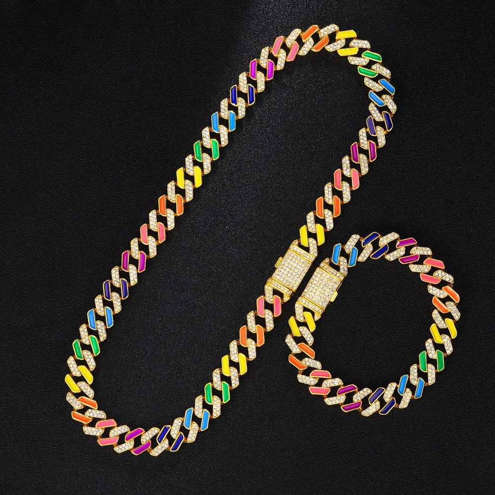 12mm | Cuban Link Set | Cuban Link Necklace and Bracelet | Cuban Link Chain and Bracelet
