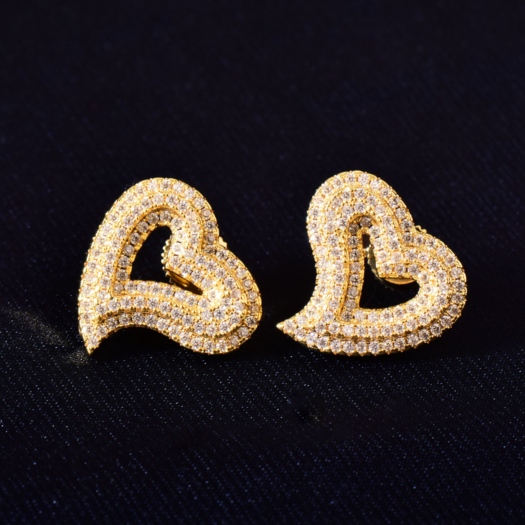 Diamond Heart Earrings | Heart Stud Earrings | Heart Earrings