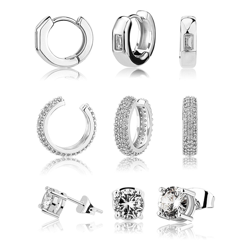 Men's Silver Square CZ Huggie Hoop Earrings – Bijou Jewellery
