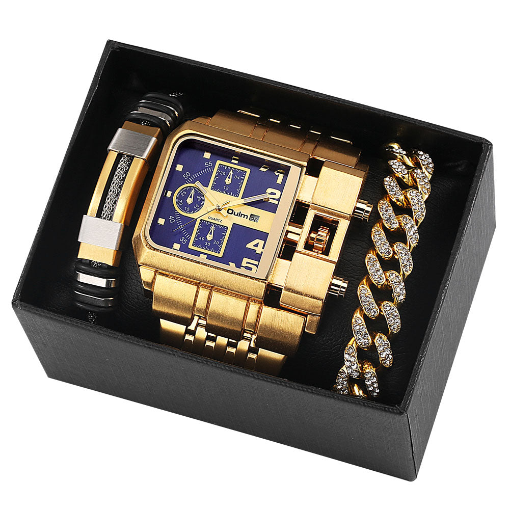 Mens Gold Watch and Bracelet Set | Watch and Bracelet Set