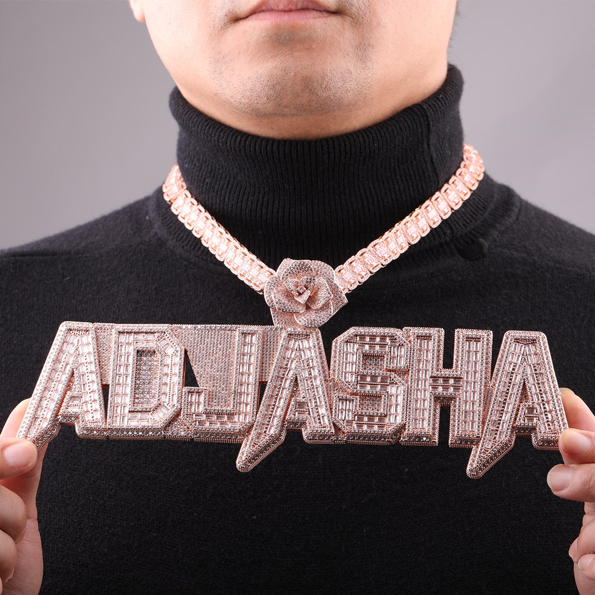 Custom name necklace iced out hotsell