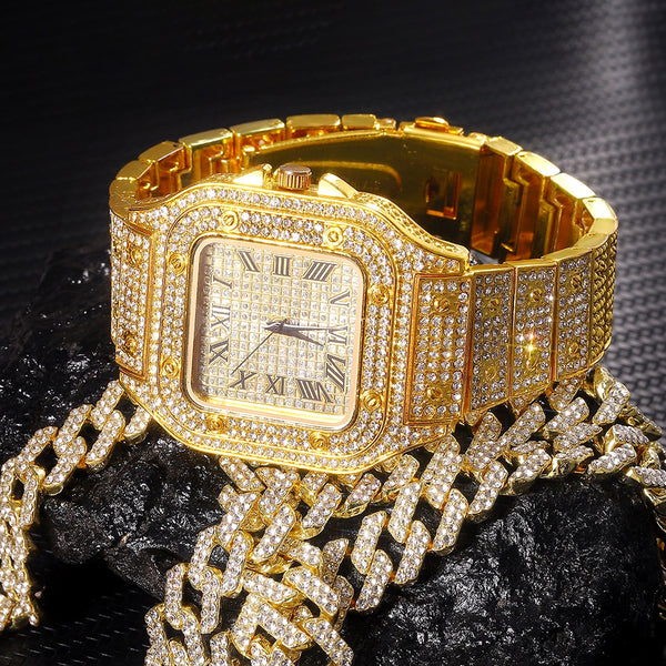Mens gold watch bracelet deals