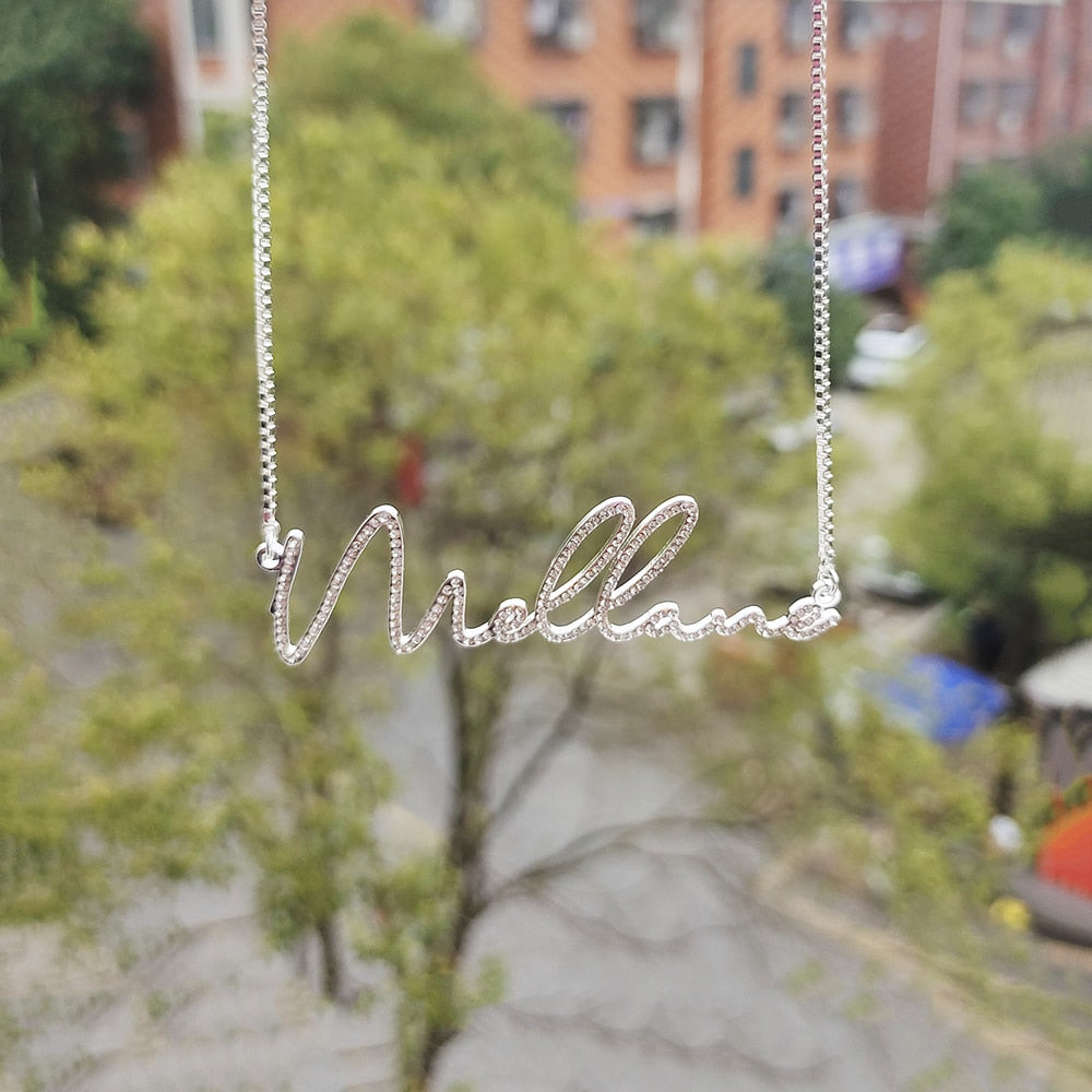 Gold Necklace with Name in Cursive