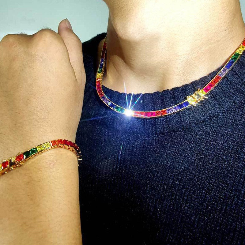 4mm | Tennis Chain | Tennis Bracelet | Multi Colored Tourmaline Tennis Necklace