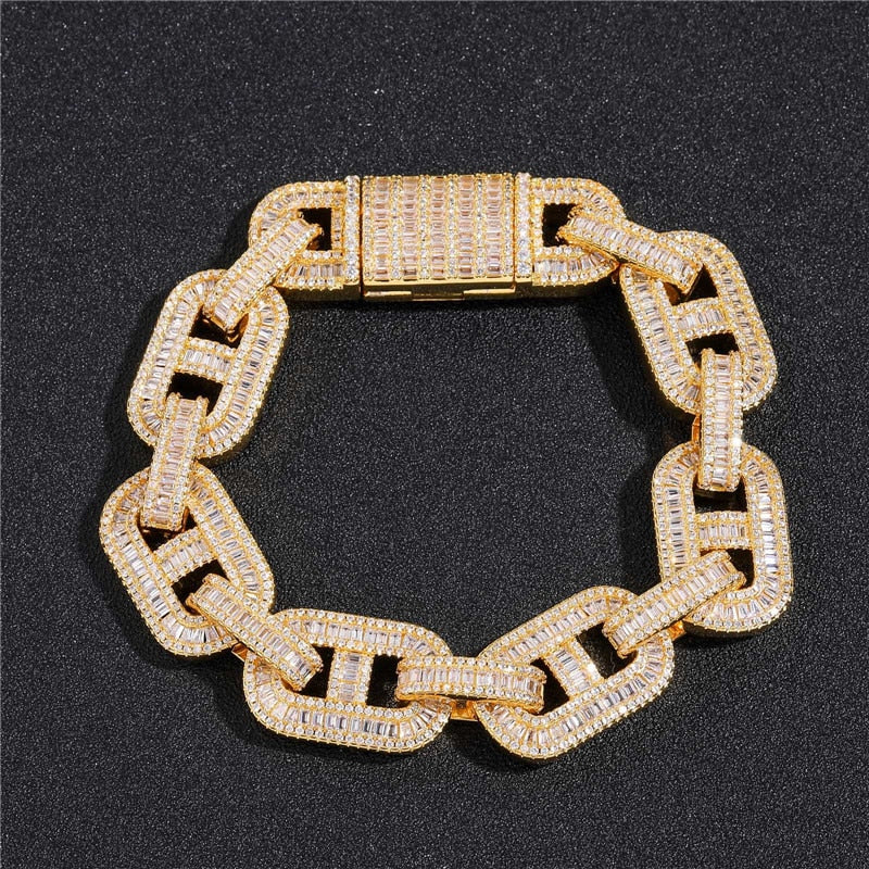 15mm Cuban Link Bracelet Mariner Link Bracelet Rapper Diamond Br