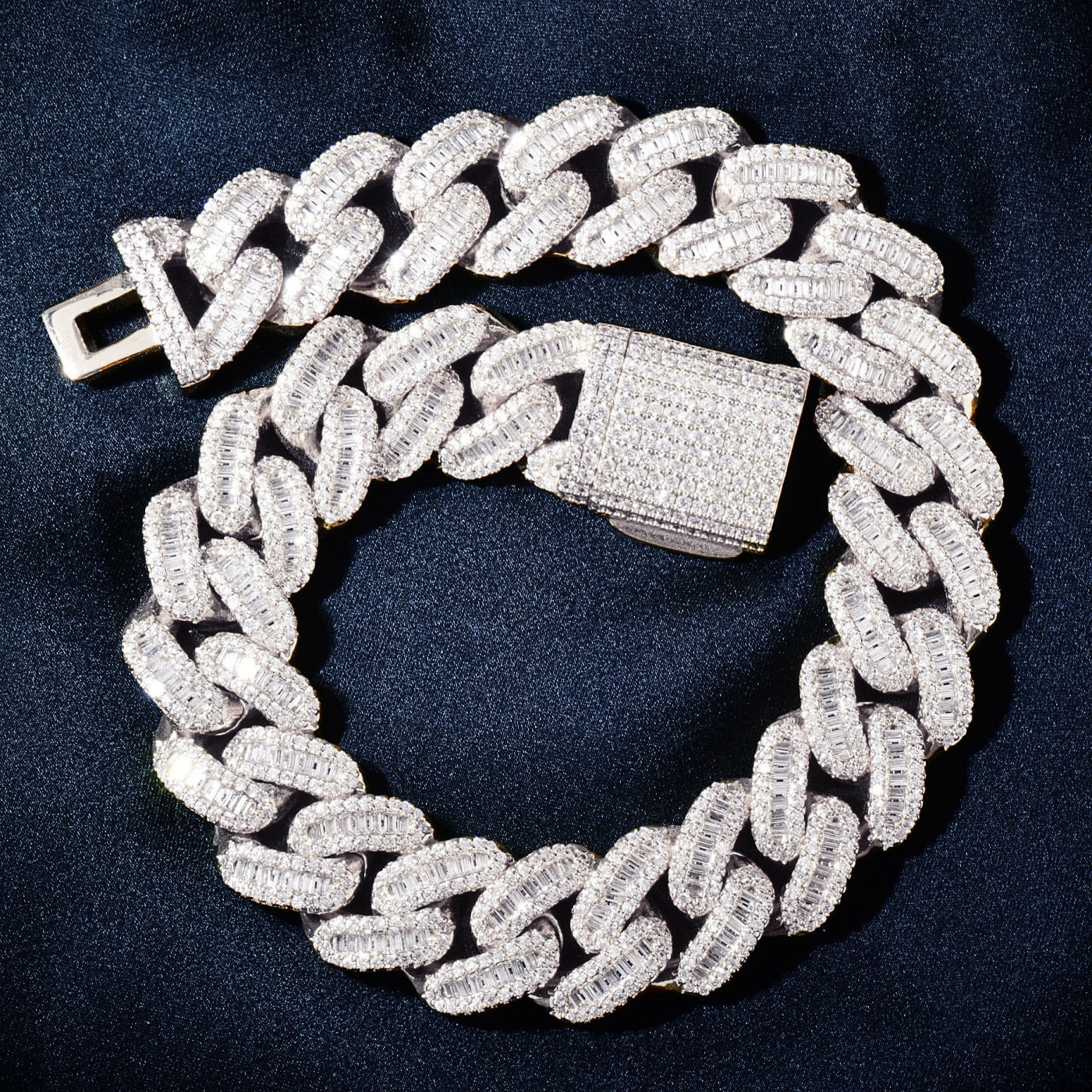 15mm | Diamond Cuban Link Bracelet White Gold | Cuban Link Bracelet Diamond