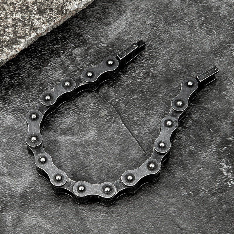 Stainless Steel Bracelets | Stainless Steel Thin Blue Line Bracelet | Vintage Heavy Duty Bracelet | Motorcycle Chain Bracelet | Men's Punk Bracelet | Personality Bracelet | Trendy Bracelet