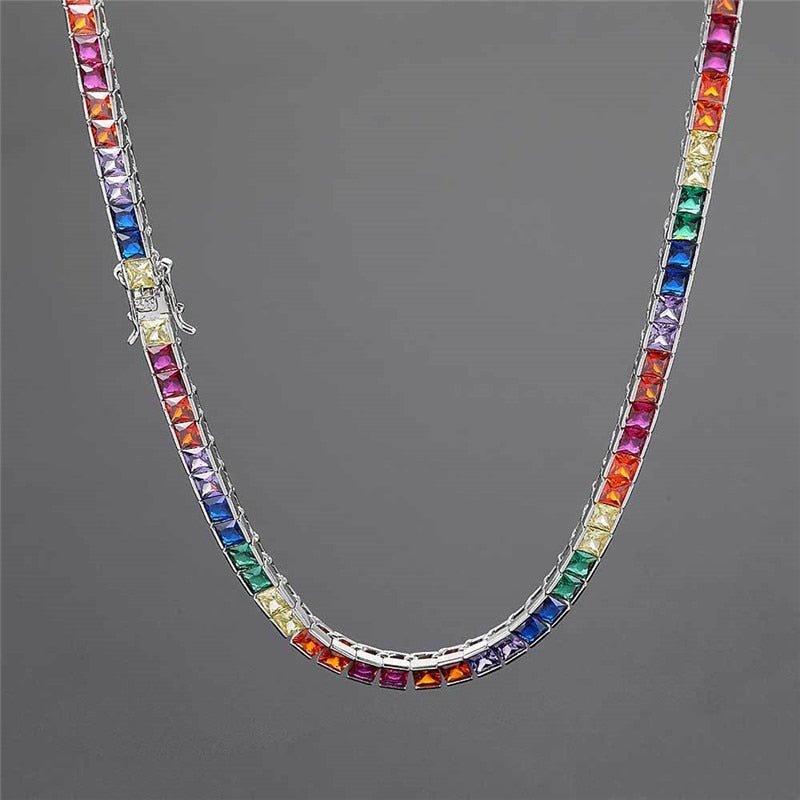 4mm | Tennis Chain | Tennis Bracelet | Multi Colored Tourmaline Tennis Necklace