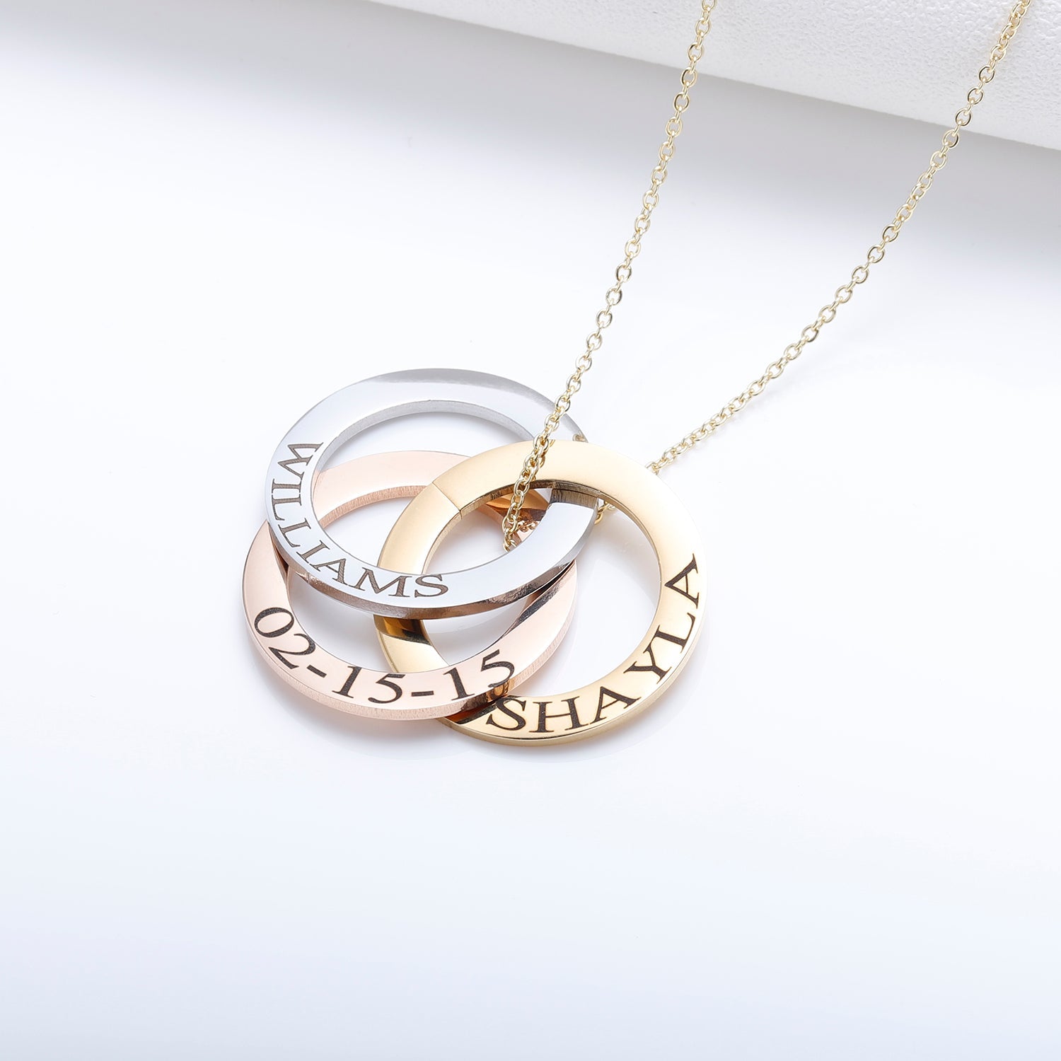 Russian Ring Necklace with Engraving | Three Circle Necklace - Julri Box