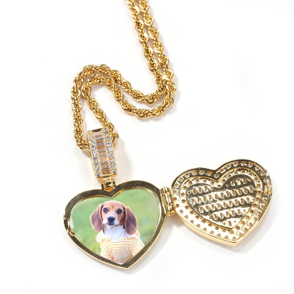 Heart Necklace Photo Locket Rose Gold | Custom Locket Necklace with Photo