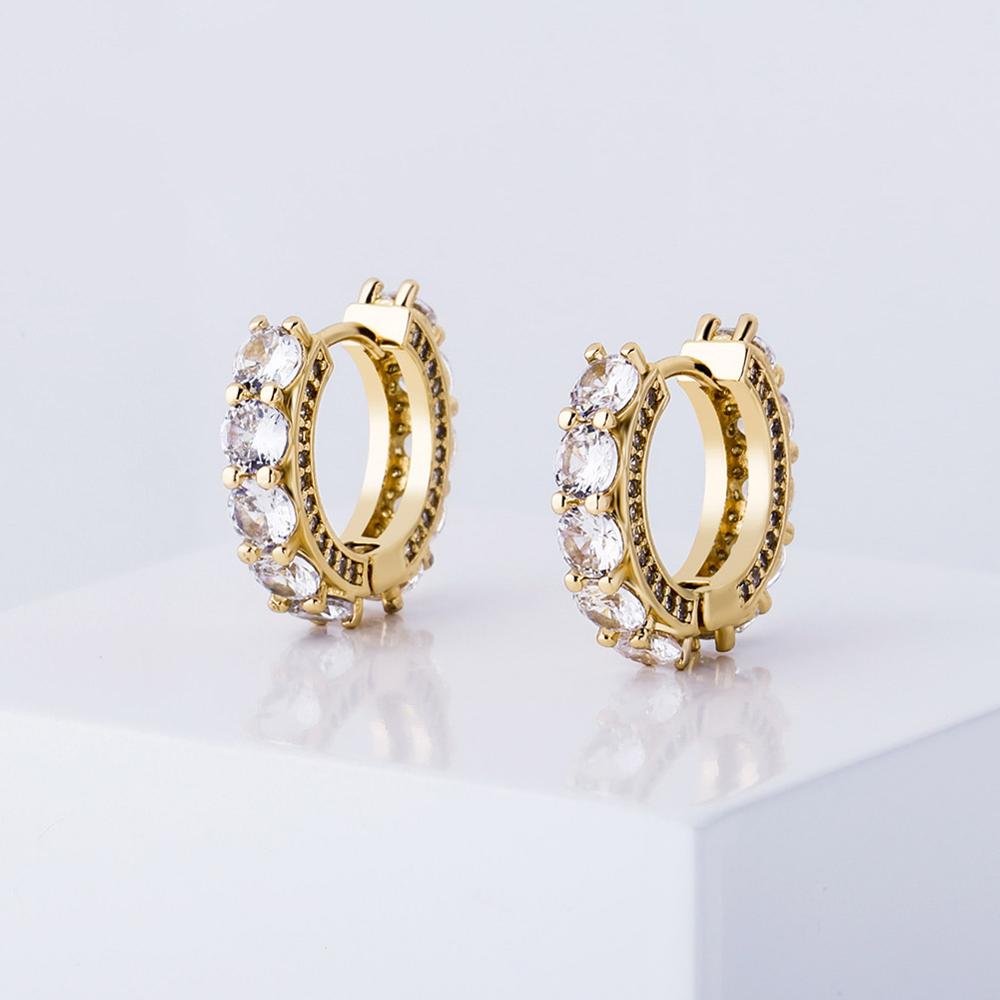 14k Gold | Diamond Huggie Earrings | Mens Huggie Earrings