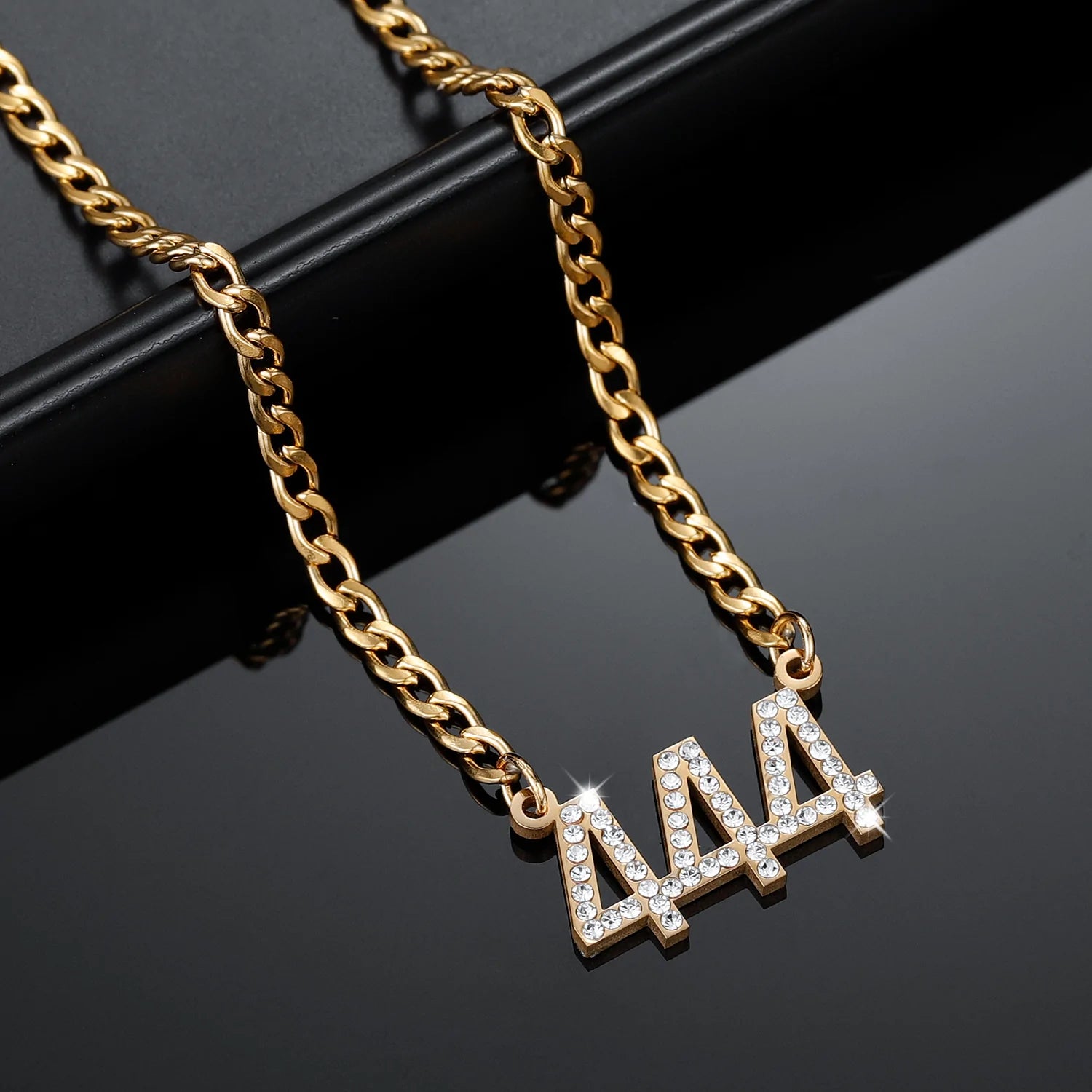 18k | Angel Number Necklace | Iced Out