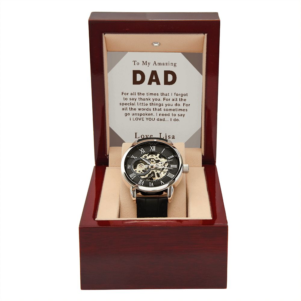 Personalized Watches for Dad Men s Openwork Watch