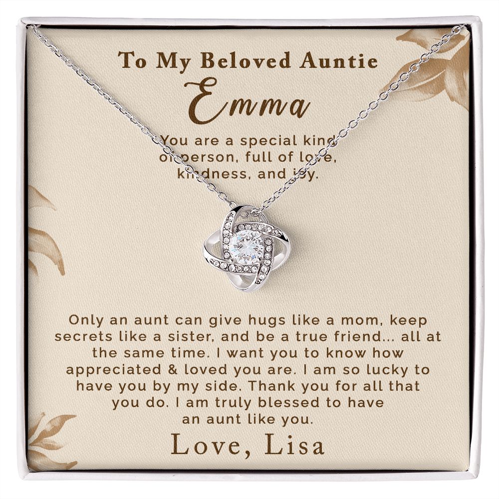 To Auntie | Personalized | Love Knot Necklace - Julri Box
