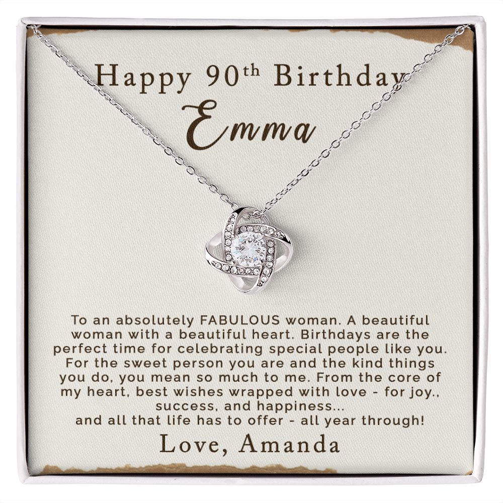 Happy 90th Birthday | Personalized | Love Knot Necklace - Julri Box