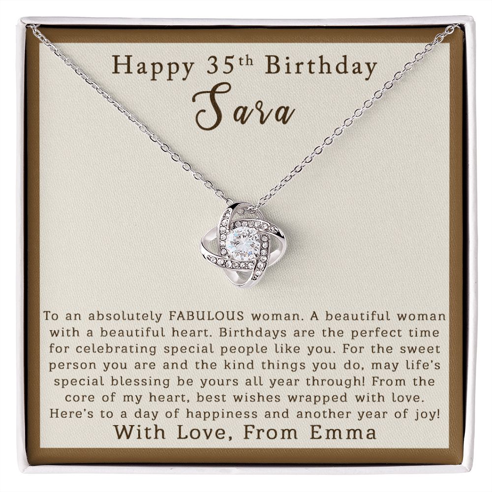 Happy 35th Birthday | Personalized | Love Knot Necklace - Julri Box