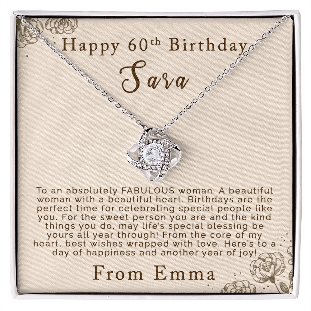 Happy 60th Birthday | Personalized | Love Knot Necklace - Julri Box