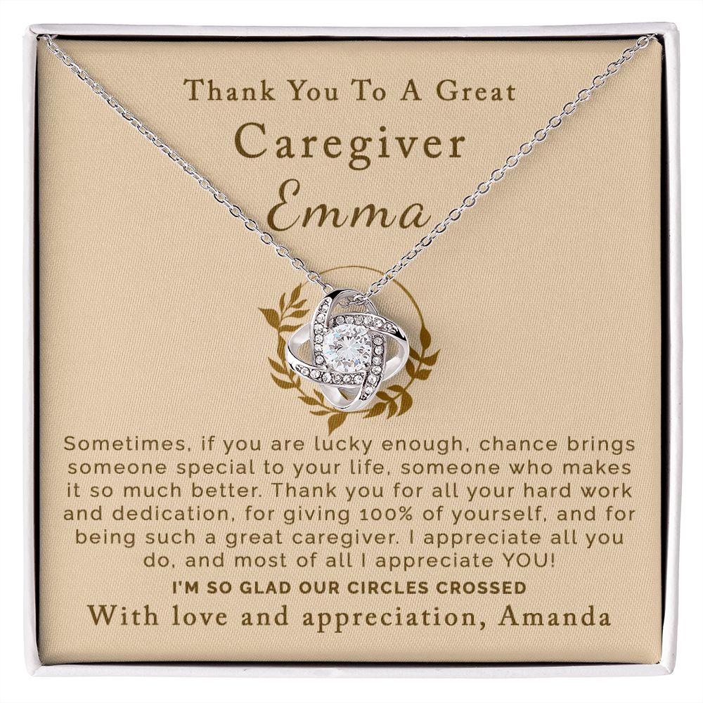 Thank you Caregiver | Personalized | Love Knot Necklace - Julri Box