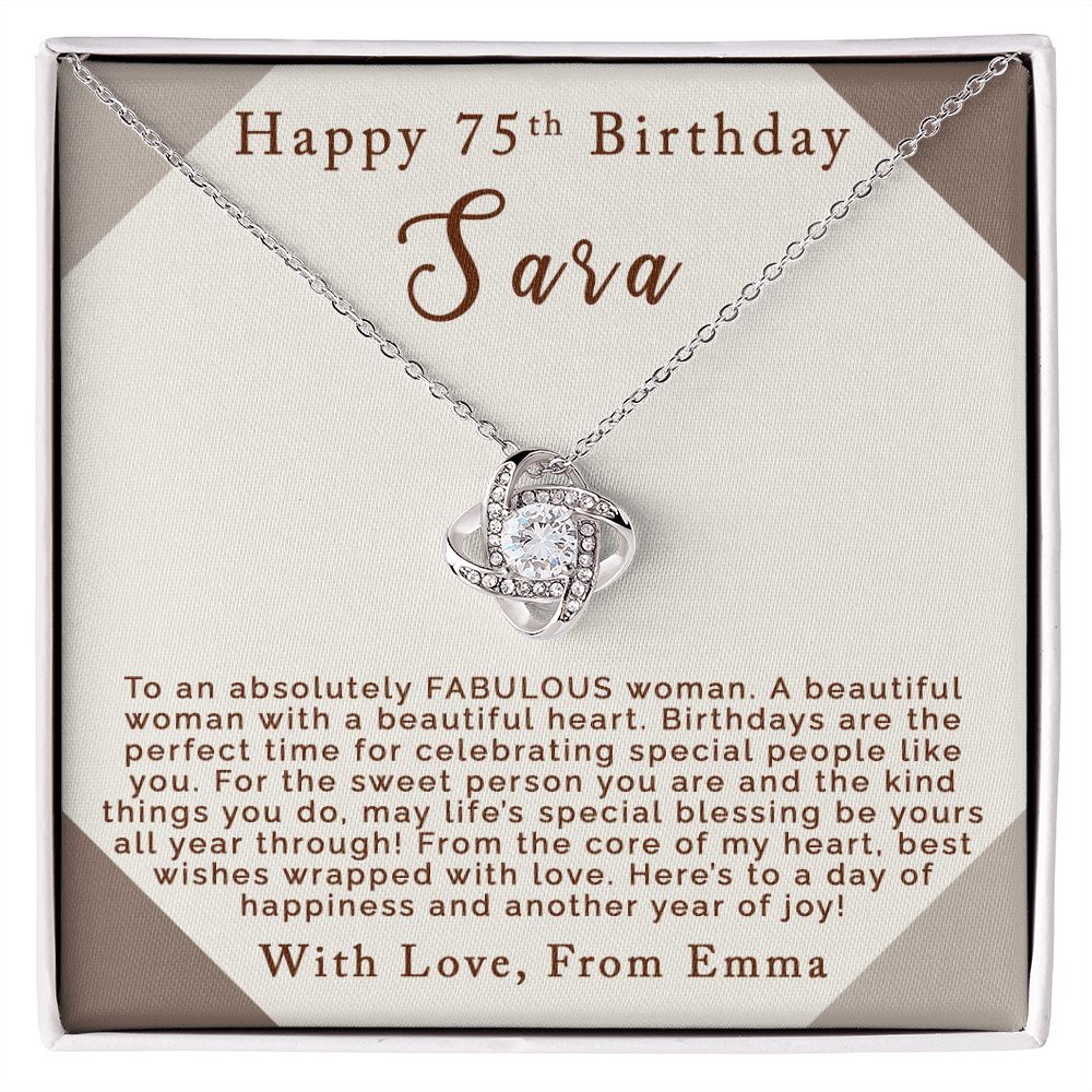 Happy 75th Birthday | Personalized | Love Knot Necklace - Julri Box