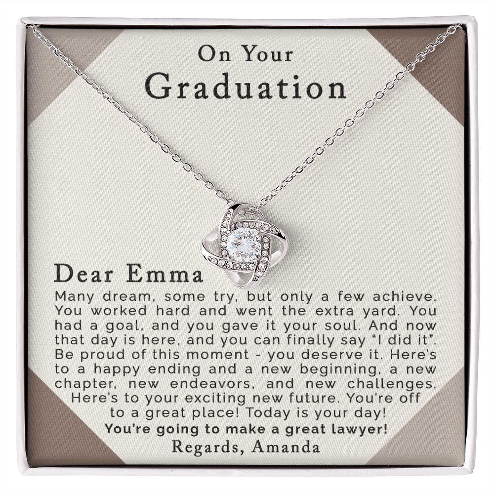 Graduation from Law School | Personalized | Love Knot Necklace