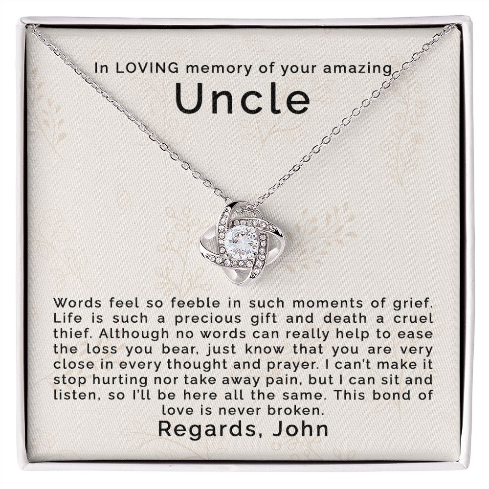 Loss of Uncle | Personalized | Love Knot Necklace