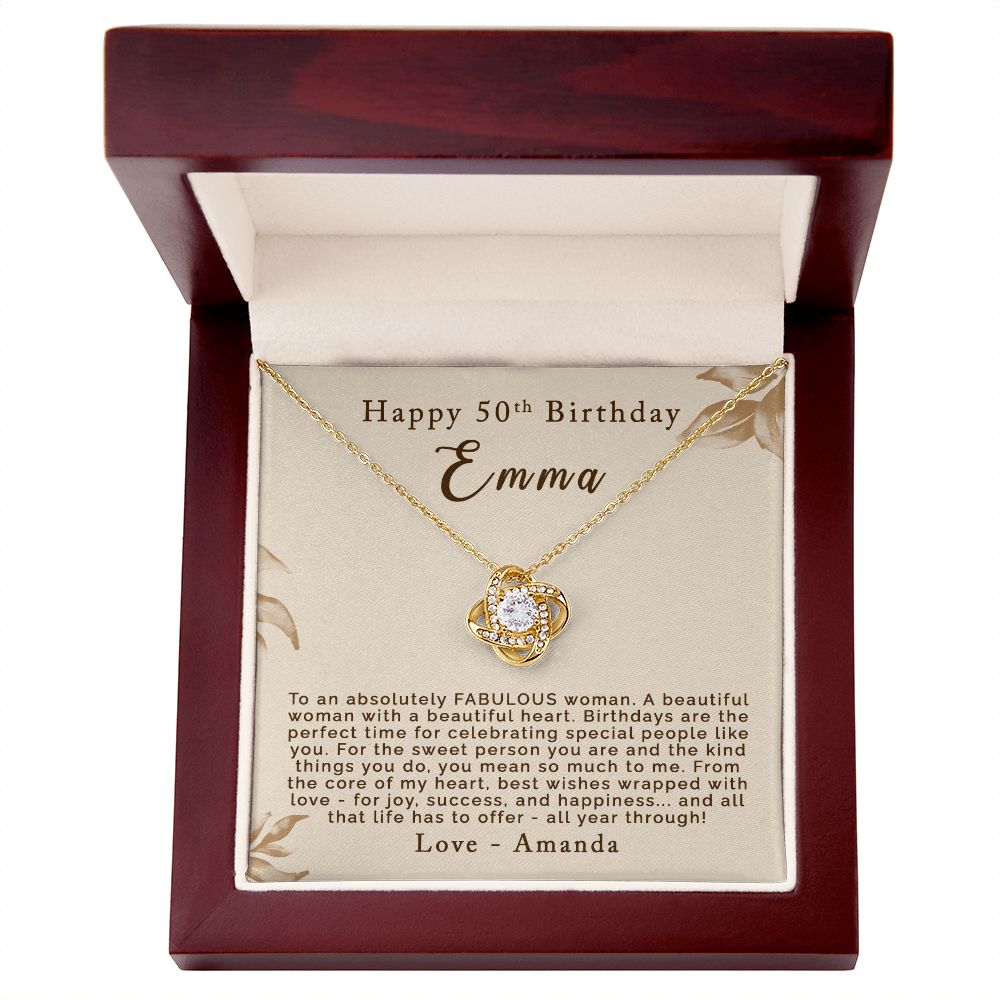 Happy 50th Birthday | Personalized | Love Knot Necklace - Julri Box