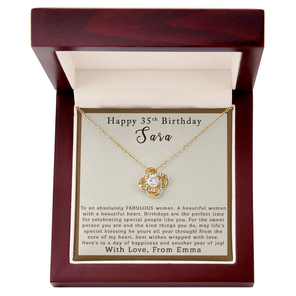 Happy 35th Birthday | Personalized | Love Knot Necklace - Julri Box