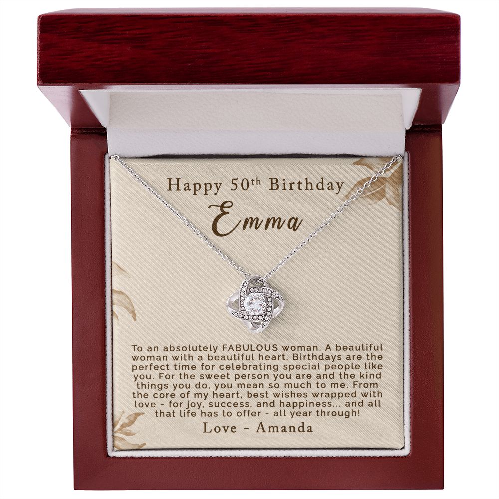 Happy 50th Birthday | Personalized | Love Knot Necklace - Julri Box