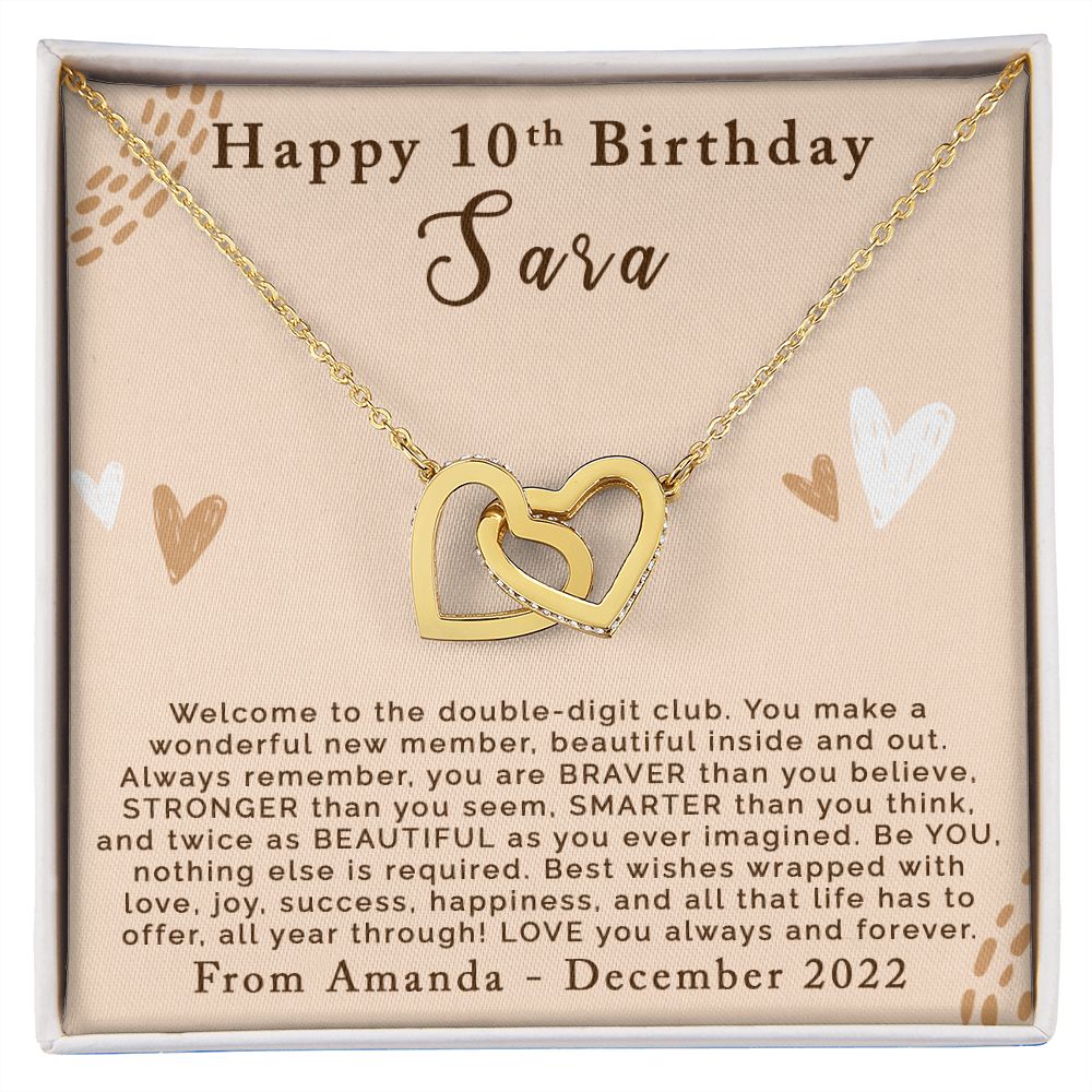 Happy 10th Birthday | Personalized | Interlocking Hearts Necklace - Julri Box