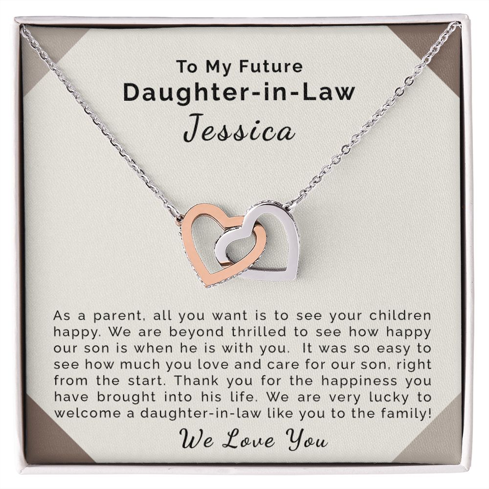 Gift for Daughter in Law on Wedding Day | Interlocking Hearts Necklace