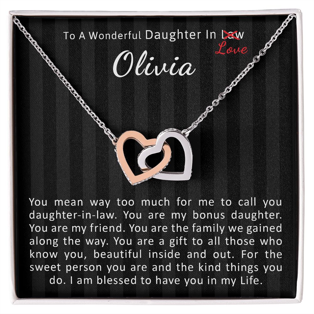 Daughter In Law Jewelry Gifts | Personalized | Interlocking Hearts Necklace - Julri Box